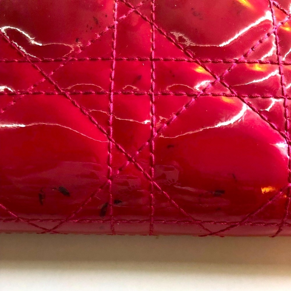 🩷 Lady DIOR Christian Dior Cannage Pink Patent Leather Long Zippy Wallet Charm - Picture 14 of 17